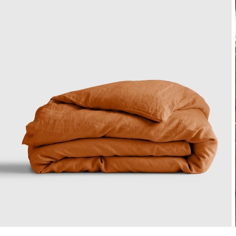 Quince Organic Cotton Duvet Cover Queen in Terracotta